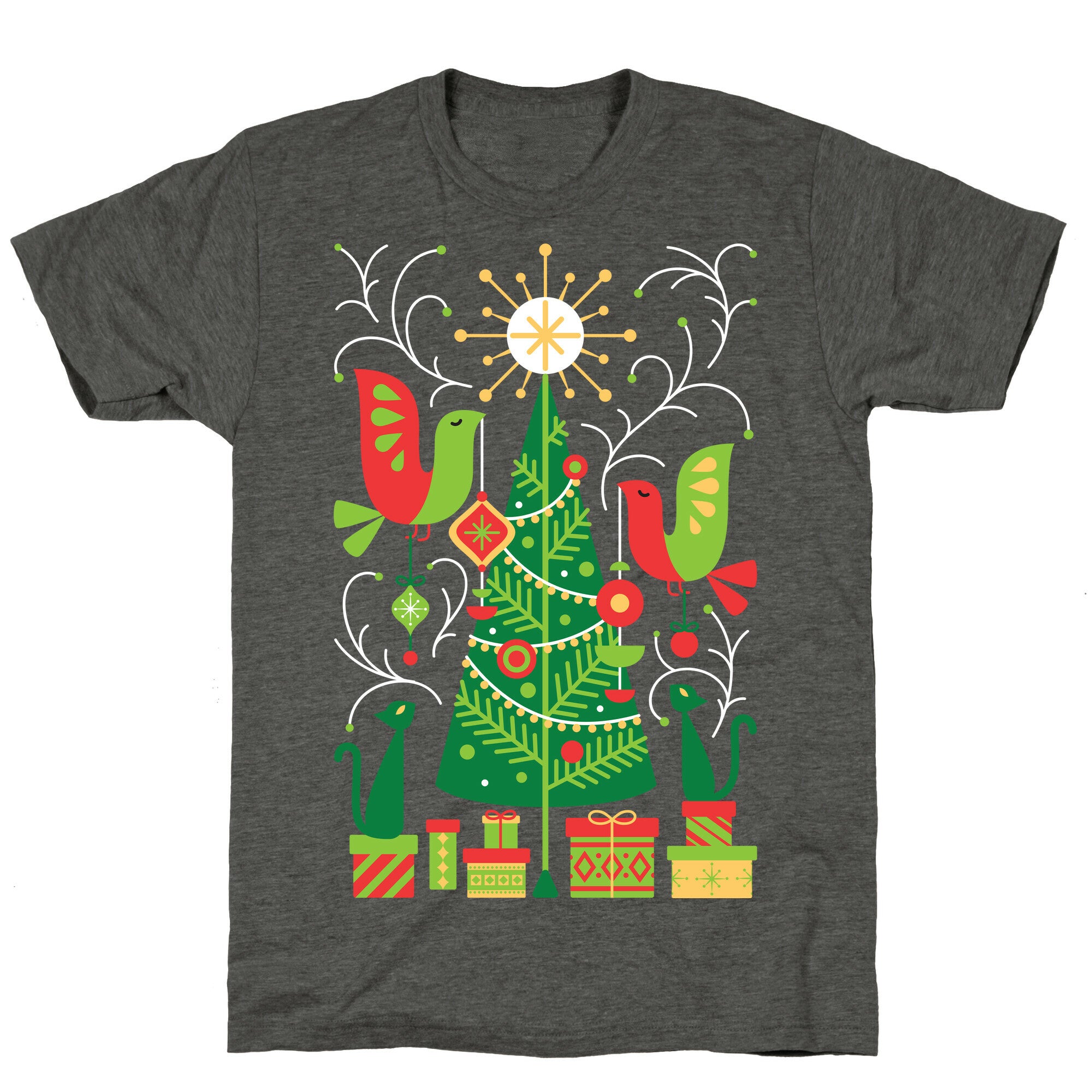 Vintage Christmas Tree Decorating Unisex Triblend Tee